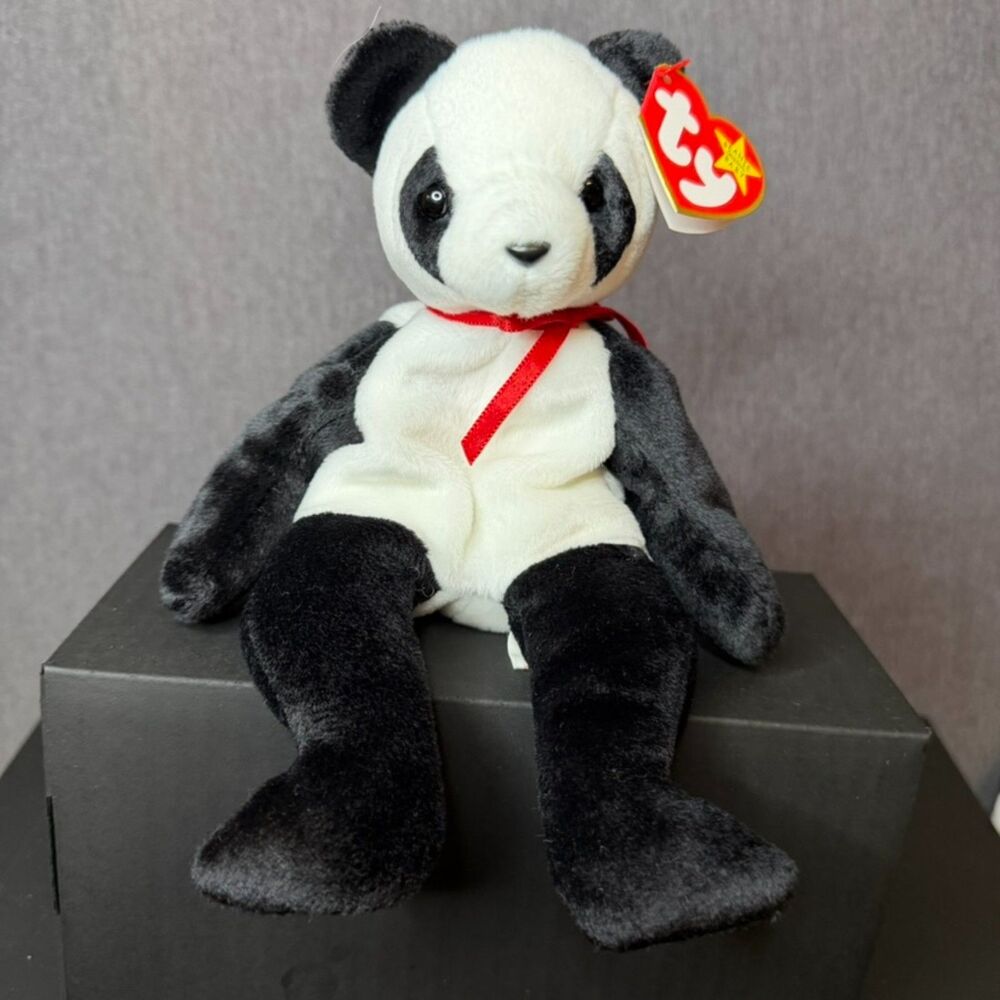 Ty Beanie Baby Fortune Panda Bear Plush 1998 w/ Hang Tag Retired Vintage - Picture 9 of 16